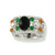 18K White Gold Green, Ice & Red Jadeite Jade Ring w/ Diamonds
