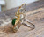 Image of Size 7 Two-Tone Sterling Silver Nephrite Jade Spider Web Ring
