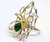 Image of Size 7 Two-Tone Sterling Silver Nephrite Jade Spider Web Ring