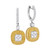 18kt White Gold Womens Round Yellow Diamond Square Dangle Earrings 1-1/2 Cttw
