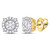 14kt Yellow Gold Womens Round Diamond Halo Cluster Earrings 1/4 Cttw