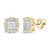 14kt Yellow Gold Womens Princess Diamond Cluster Earrings 1.00 Cttw