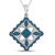 Image of 10kt White Gold Womens Round Blue Color Enhanced Diamond Square Pendant 1/4 Cttw