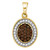 Image of 10kt Yellow Gold Womens Round Brown Diamond Oval Frame Cluster Pendant 1/3 Cttw