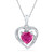 10kt White Gold Womens Round Lab-Created Pink Sapphire Heart Pendant 1.00 Cttw