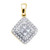 Image of 14kt Yellow Gold Womens Princess Diamond Square Frame Cluster Pendant 1/2 Cttw