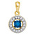 Image of 10kt Yellow Gold Womens Round Blue Color Enhanced Diamond Circle Solitaire Pendant 1/4 Cttw