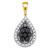 Image of 10kt Yellow Gold Womens Round Black Color Enhanced Diamond Teardrop Cluster Pendant 3/8 Cttw Style 87410