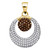 Image of 10kt Yellow Gold Womens Round Brown Diamond Nested Circle Pendant 3/8 Cttw