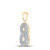 Image of 10kt Yellow Gold Mens Round Diamond Number 8 Pendant 1/2 Cttw Style 150327