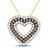 Image of 14kt Yellow Gold Womens Round Brown Diamond Heart Outline Pendant 3/4 Cttw