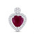10kt White Gold Womens Heart Lab-Created Ruby Fashion Pendant 1-1/2 Cttw