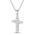 Image of 14kt White Gold Womens Round Diamond Cross Religious Pendant 1/4 Cttw