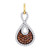 Image of 10kt White Gold Womens Round Brown Diamond Teardrop Pendant 1/2 Cttw