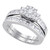 14kt White Gold Womens Round Diamond Bridal Wedding Engagement Ring Band Set 1-5/8 Cttw Style 80320