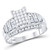 14kt White Gold Womens Princess Diamond Cluster Bridal Wedding Engagement Ring 1.00 Cttw - Size 5
