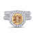 14kt Yellow Gold Womens Round Brown Diamond Halo Bridal Wedding Engagement Ring Band Set 2.00 Cttw