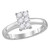 18kt White Gold Womens Round Diamond Rectangle Cluster Ring 1/2 Cttw