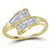 14kt Yellow Gold Womens Princess Diamond Bypass Band Ring 1/3 Cttw