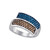 10kt White Gold Womens Round Blue Brown Diamond Band Ring 3/4 Cttw