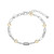 Charles Garnier 6.75"+1.25" Rhodium-& Gold-plated Sterling Silver Paperclip Chain Bracelet w/ 5 Round CZ Stations