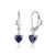 Image of ELLE Jewelry - Rhodium-plated Sterling Silver Lever Back Dangle Earrings w/5mm Heart Shaped Lab Created Sapphire & Lab Grown Diamond