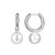 ELLE Jewelry - "Simpatico Collection" Rhodium-plated Sterling Silver 12mm Hoop Earrings w/ 8mm White Simulated Pearl Drop