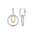 Image of ELLE Jewelry - "Circadia Collection" Rhodium- & Gold-plated Sterling Silver CZ Square Hoop Earrings w/ Double Circle Drop