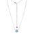 ELLE Jewelry - "Marble Collection" 17"+ 3" Rhodium-plated Sterling Silver Bead Chain Necklace w/ 8mm Genuine Cushion Cut Blue Topaz