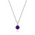 ELLE Jewelry - Birthstone Collection 17 inch+2 inch Rhodium-plated Sterling Silver Cable Chain Necklace w/ 5mm Round Genuine African Amethyst & Lab Grown Diamond Pendant