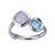 ELLE Jewelry - "Mirage Collection" Sterling Silver Ring w/ Cushion Cut Blue Lace Agate & Faceted Round Blue Topaz