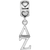 Sterling Silver Rhodium-plated LogoArt Delta Zeta Vertical Letters on Heart Bead Charm