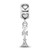 Image of Sterling Silver Rhodium-plated LogoArt Zeta Tau Alpha Vertical Letters on Heart Bead Charm