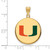 Sterling Silver Gold-plated LogoArt University of Miami Florida Letter U Large Enameled Disc Pendant