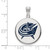 Sterling Silver Rhodium-plated NHL LogoArt Columbus Blue Jackets Large Enameled Disc Pendant