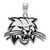 Sterling Silver Rhodium-plated LogoArt Ohio University Bobcat Large Enameled Pendant