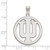 Sterling Silver Rhodium-plated LogoArt Indiana University I-U Extra Large Circle Pendant