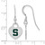 Sterling Silver Rhodium-plated LogoArt Michigan State University Enamel Heart Dangle Earrings