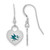 Sterling Silver Rhodium-plated NHL LogoArt San Jose Sharks Enamel Heart Dangle Earrings