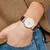 Image of Ladies Charles Hubert Pink-Plated Stainless Steel White Dial Watch