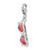 Amore La Vita Sterling Silver Polished 3-D Enameled Coral Heart Sunglasses Charm w/ Fancy Lobster Clasp