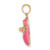 14K Yellow Gold 3-D w/ Pink Enamel Baby Shoe Pendant