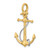 14K Two-tone Gold 3-D Anchor w/T Bar and Rope w/Shackle Bail Pendant