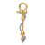 Image of 14K Two-tone Gold 3-D Anchor w/T Bar and Rope w/Shackle Bail Pendant