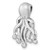 Image of Sterling Silver Rhodium-Plated Polished and Brushed Octopus Pendant