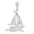De-Ani Sterling Silver Rhodium-Plated Polished and Textured Sailboat on Water Pendant