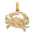 10K Yellow Gold 2-D Blue Enamel Crab Pendant