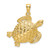 10K Yellow Gold Textured Sea Turtle Pendant 10K7652