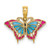 10K Yellow Gold Small Enameled Blue and Red Butterfly Pendant