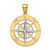 10K Yellow Gold w/ Rhodium Nautical Compass White Needle Pendant 10K9017